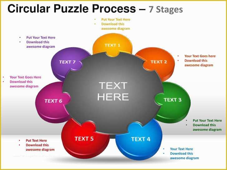 Puzzle Powerpoint Template Free Of 7 Stages Circular Puzzle Process Powerpoint Templates