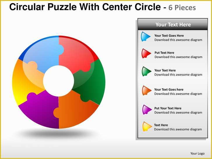 Puzzle Powerpoint Template Free Of Circular Puzzle with Center 6 Powerpoint Presentation