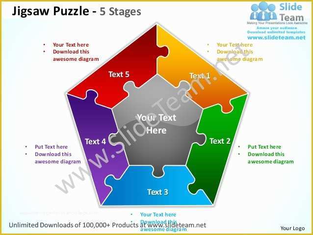 Puzzle Powerpoint Template Free Of Jigsaw Puzzle 5 Stages Powerpoint Templates 0712