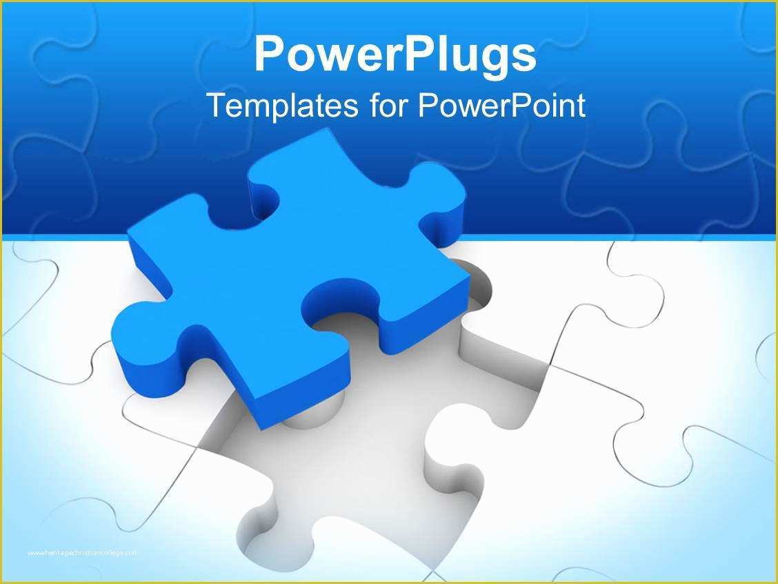 Puzzle Powerpoint Template Free Of Powerpoint Template Blue Puzzle Piece On top Of White