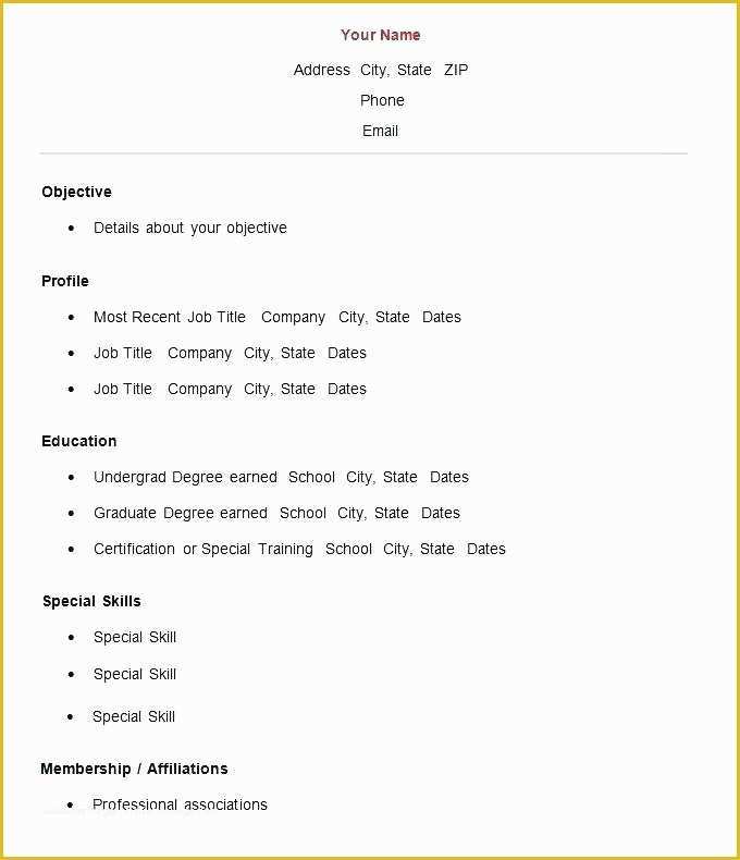 Quick Resume Template Free Of Easy Resume Template Free – Countrykennelsfo