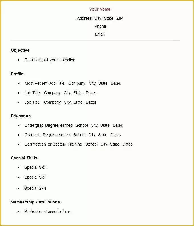 Quick Resume Template Free Of Easy Resume Template Free – Countrykennelsfo