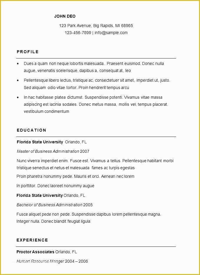 Quick Resume Template Free Of Free Easy Resume Template