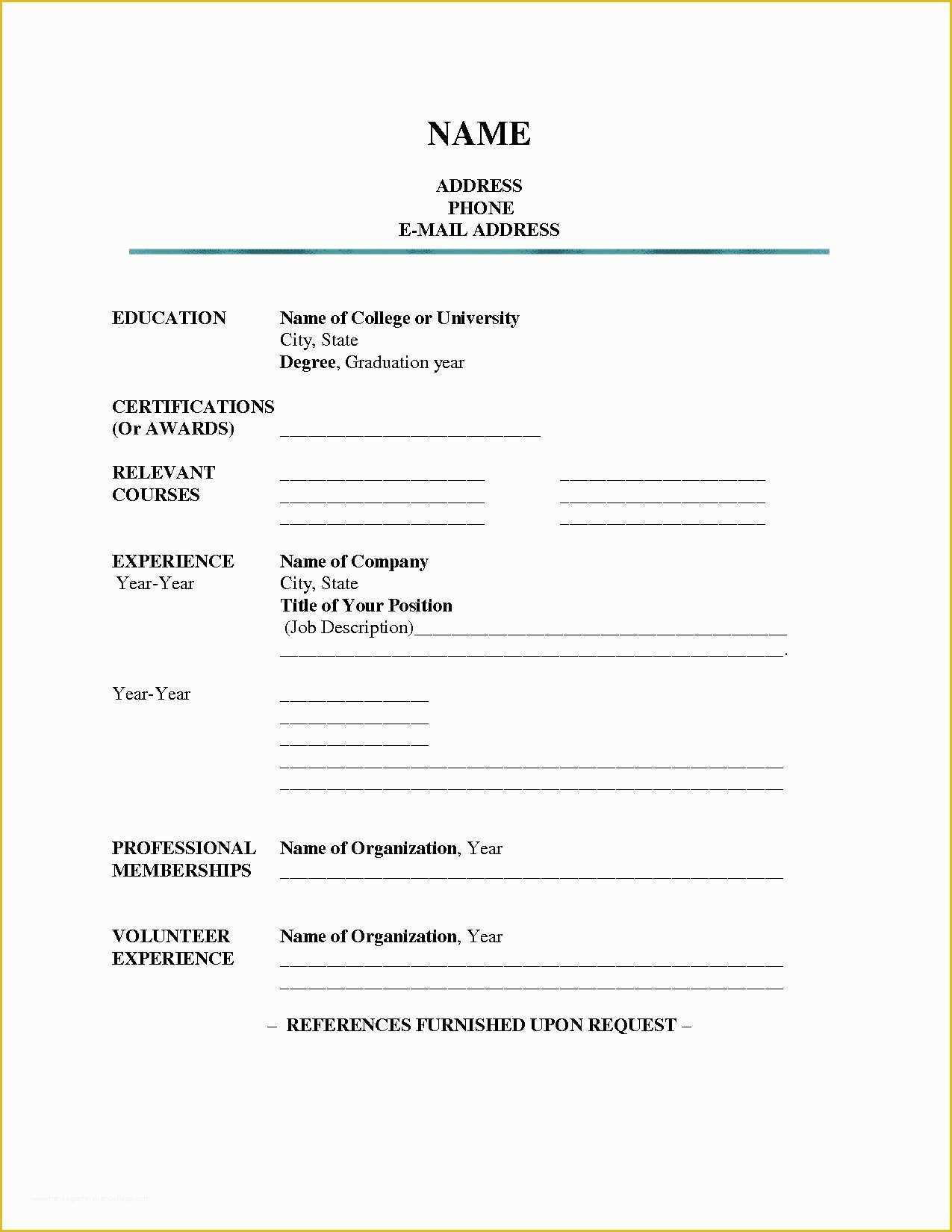 Quick Resume Template Free Of Quick Resume Template Free