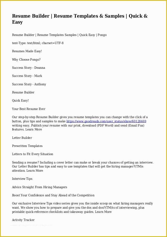 Quick Resume Template Free Of Resume Builder Resume Templates & Samples