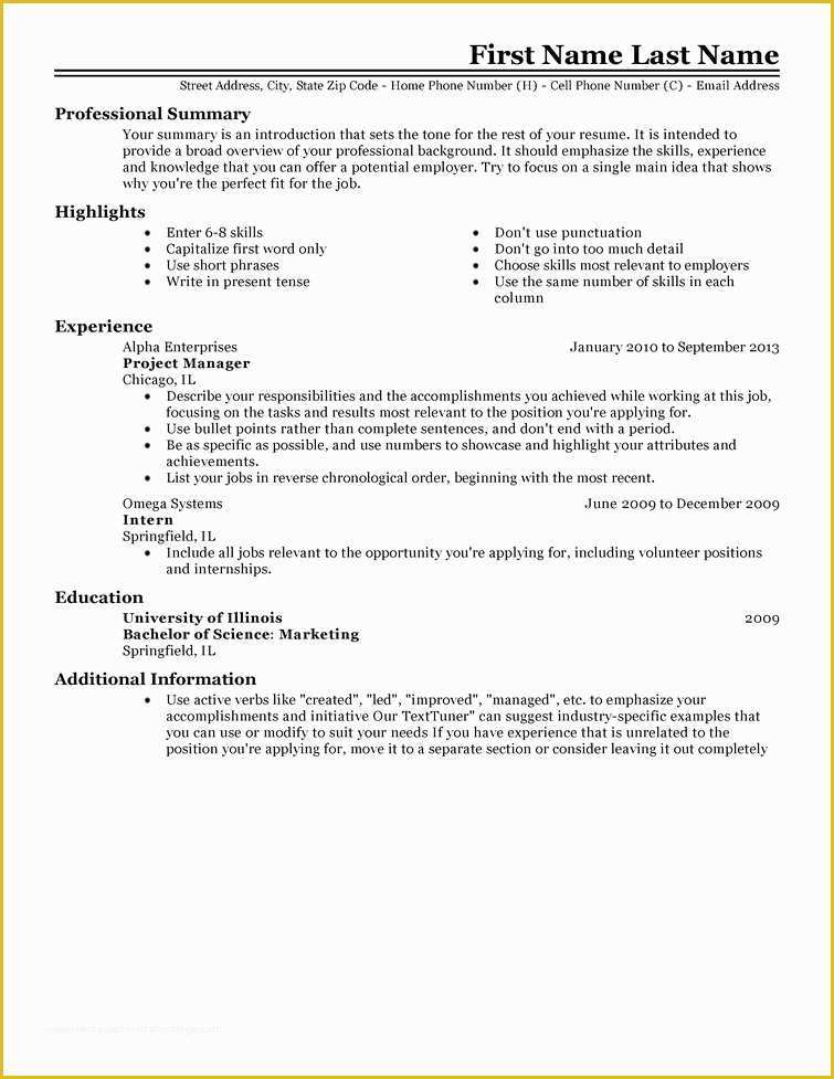Quick Resume Template Free Of Sample Resume Templates