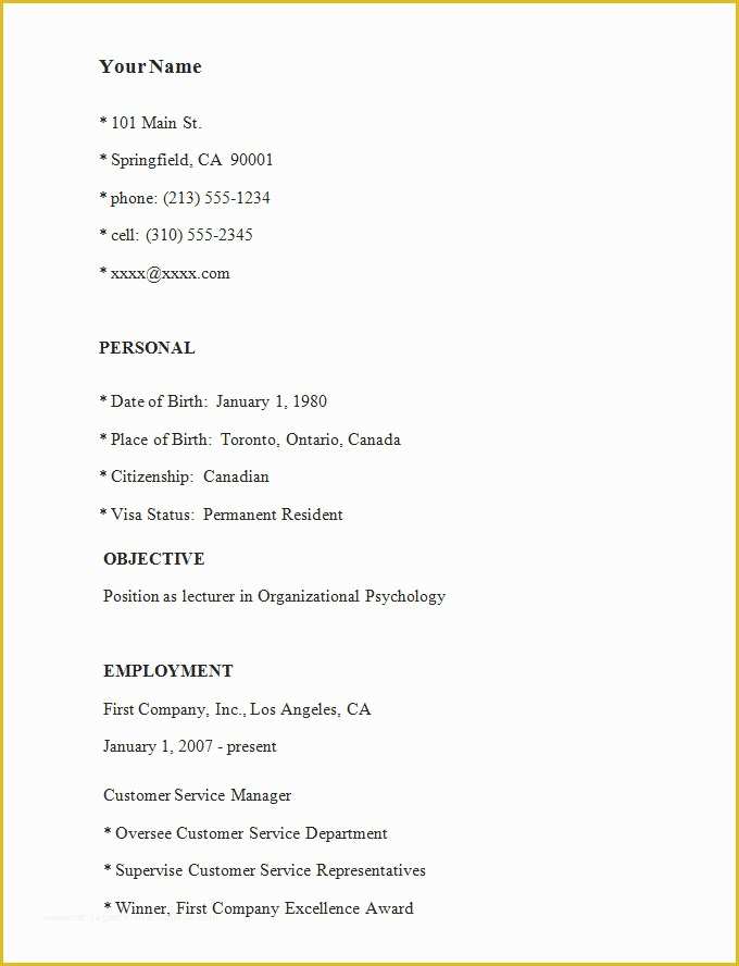Quick Resume Template Free Of Simple Resume Template 46 Free Samples Examples