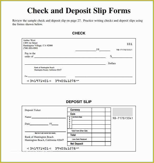Quickbooks Deposit Slip Template Free Of Bank Deposit Slip Template Free