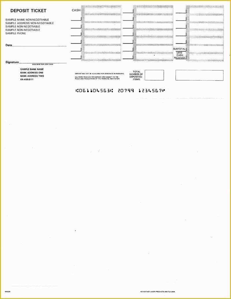 Quickbooks Deposit Slip Template Free Of Discount Printable Deposit 