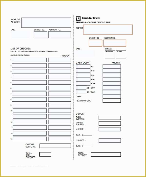 Quickbooks Deposit Slip Template Free Of Free Printable Deposit Slip Template