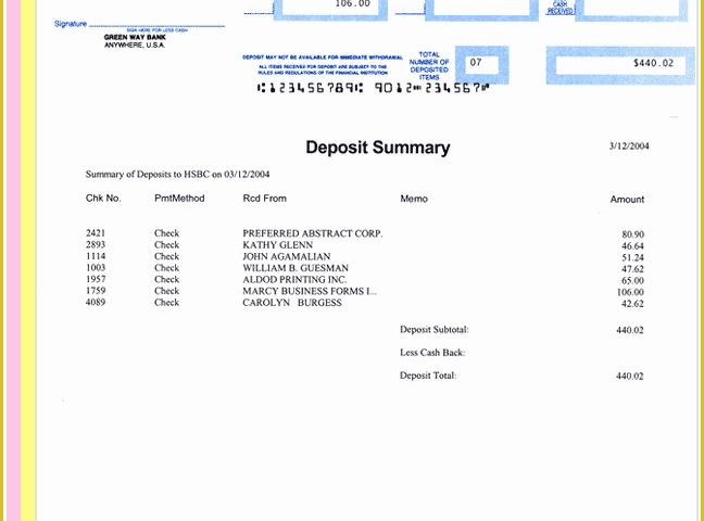Quickbooks Deposit Slip Template Free Of Quick Book Laser Deposit Slips