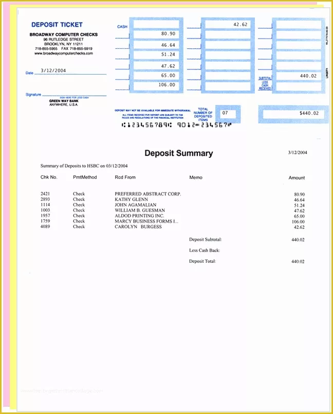 40 Quickbooks Deposit Slip Template Free