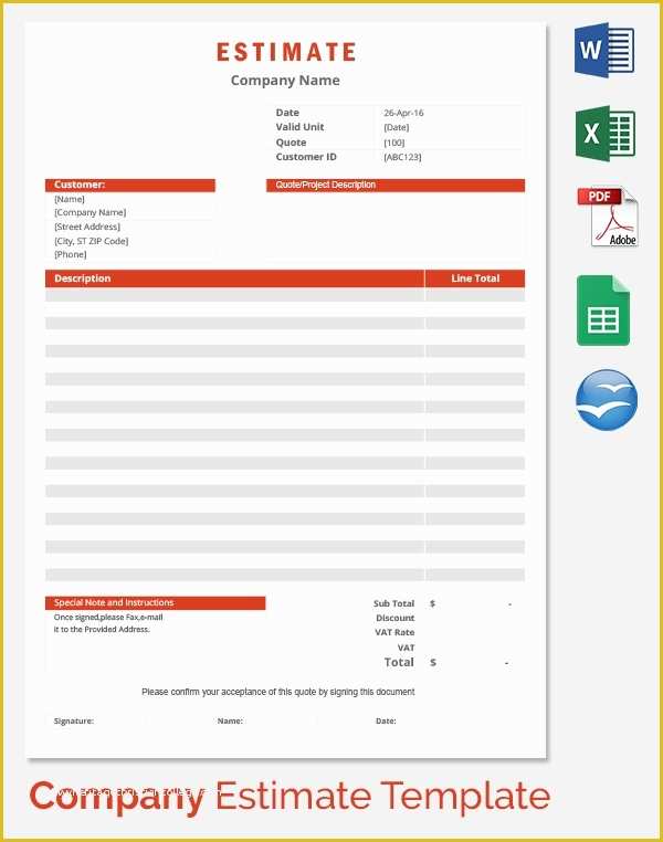 Quotation Template Excel Free Download Of 26 Blank Estimate Templates Pdf Doc Excel Odt