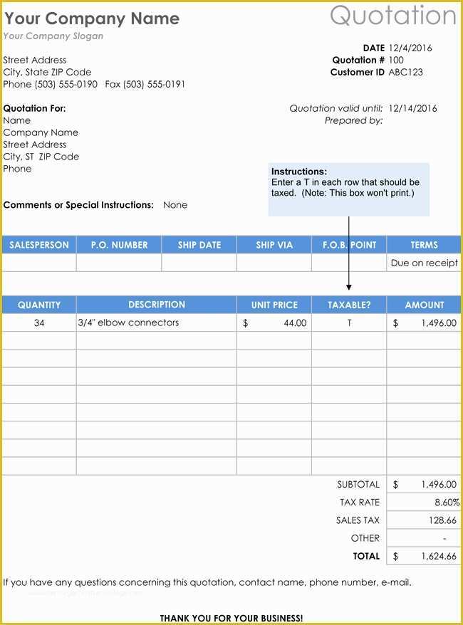 Quotation Template Excel Free Download Of 28 Free Quotation Templates Of Every Type Excel Word &amp; Pdf