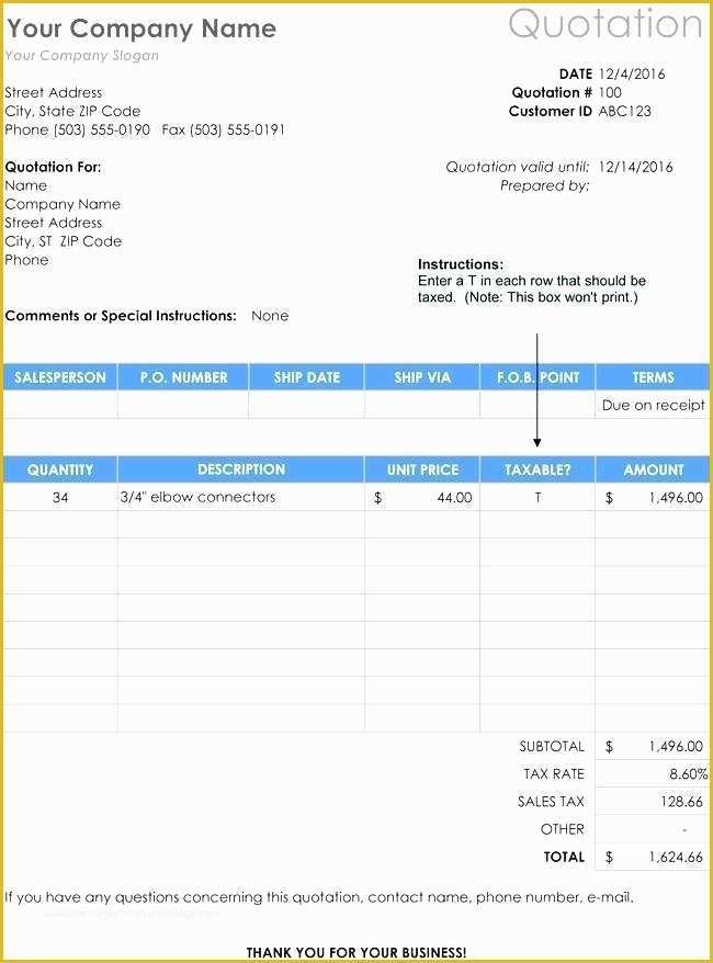 Quotation Template Excel Free Download Of Online Quote Template