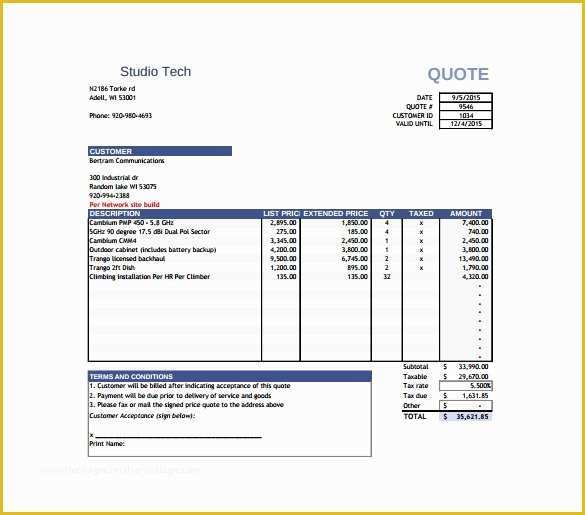 Quotation Template Excel Free Download Of Price Quotation Template 15 Free Word Excel Pdf