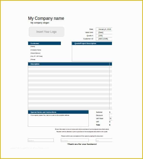 Quotation Template Excel Free Download Of Quotation Template – 6 Free Word Excel Pdf Documents