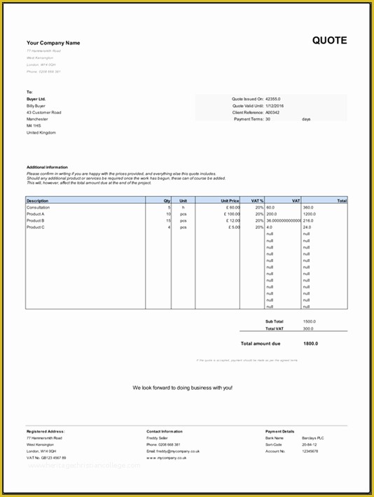 Quotation Template Excel Free Download Of Quotation Template