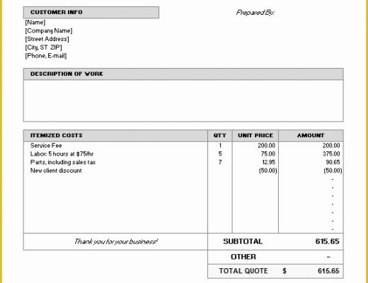 Quotation Template Excel Free Download Of Quote Template