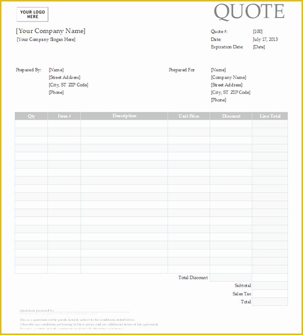 Quotation Template Excel Free Download Of Sales Quote Template