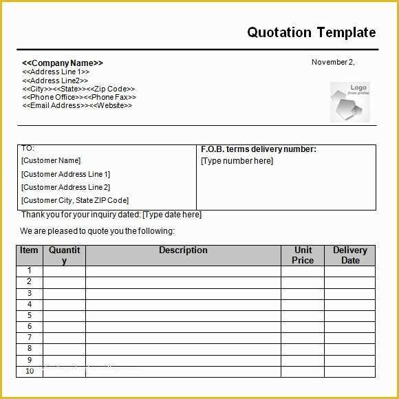 Quotation Template Free Download Of 45 Quotation Templates