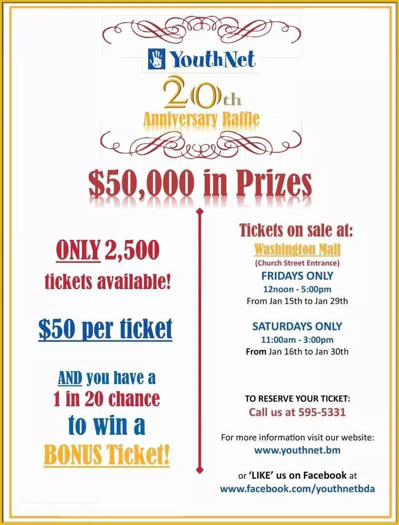 Raffle Flyer Template Free Of $50 000 In Prizes Fered In Youthnet Raffle Bernews