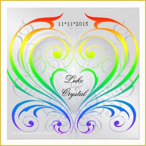 Rainbow Wedding Invitation Templates Free Of Jubilee Rainbow Heart Wedding Invitation 5 25" Square