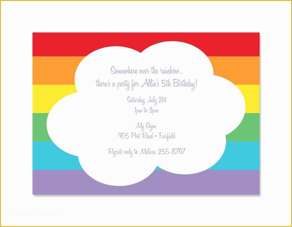 Rainbow Wedding Invitation Templates Free Of Modern Cute Birthday Invitation Template