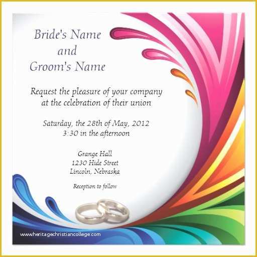 Rainbow Wedding Invitation Templates Free Of Personalized Rainbow Wedding Invitations