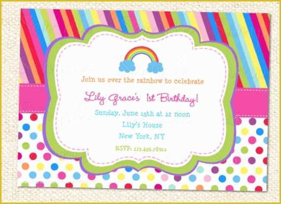 Rainbow Wedding Invitation Templates Free Of Rainbow Birthday Party Invitations
