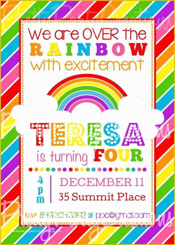 Rainbow Wedding Invitation Templates Free Of Rainbow Invitation You Print