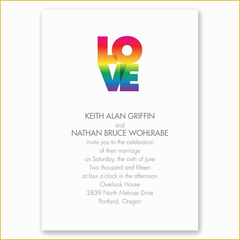 Rainbow Wedding Invitation Templates Free Of Rainbow Love Invitation