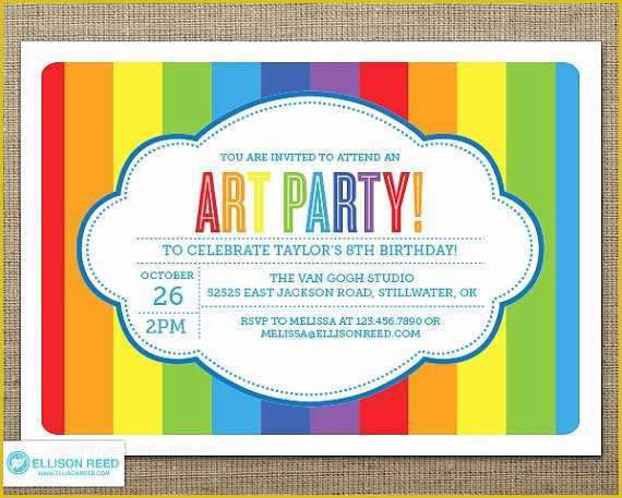 Rainbow Wedding Invitation Templates Free Of Rainbow Party Invitations