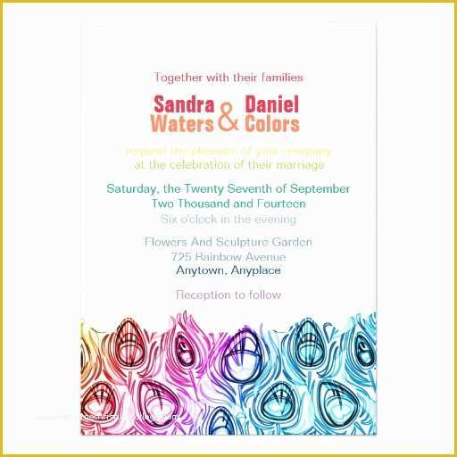 Rainbow Wedding Invitation Templates Free Of Rainbow Wedding Invitations Line Custom Template