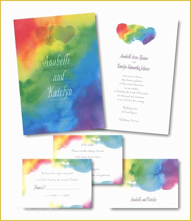 Rainbow Wedding Invitation Templates Free Of Rainbow Wedding Invitations Rainbow Wedding Invitations