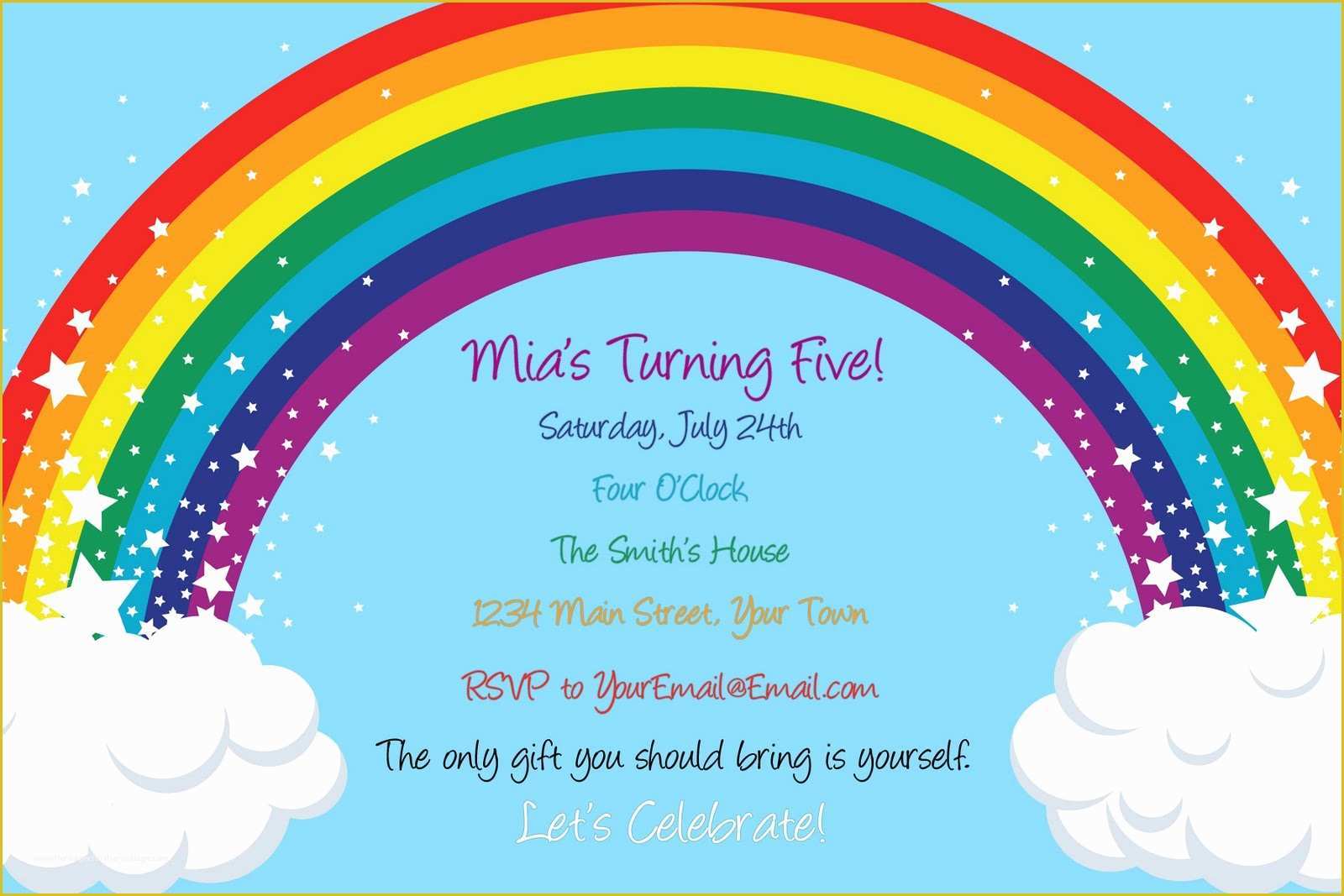 Free Printable Rainbow Invitation Templates For Word