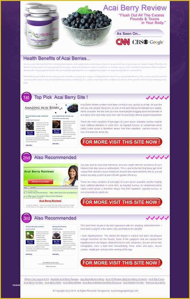 Rating Website Template Free Of Best Acai Berry Website Review Lp 008