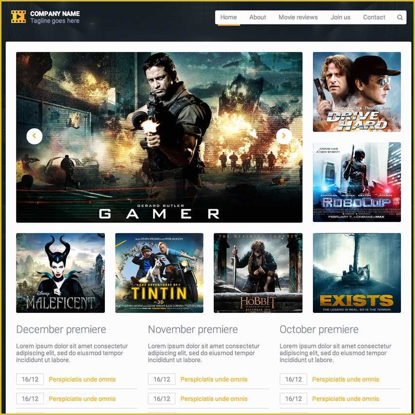 Rating Website Template Free Of Movie Reviews Responsive Website Template