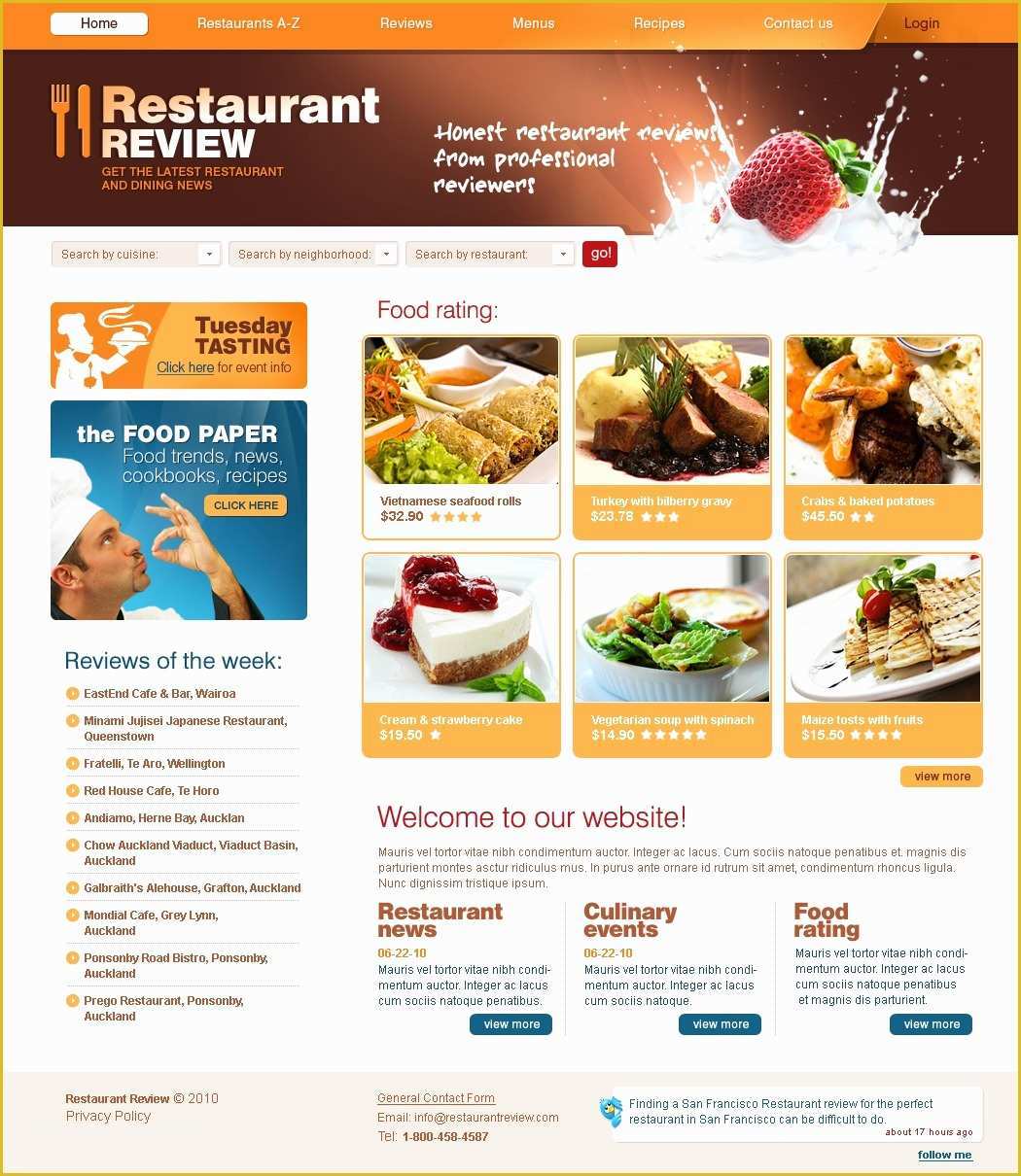 Rating Website Template Free Of Restaurant Reviews Website Template