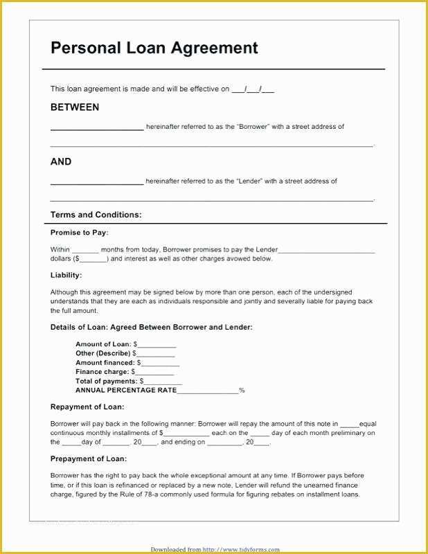 React Templates Free Of Personal Loan Installment Agreement Template form