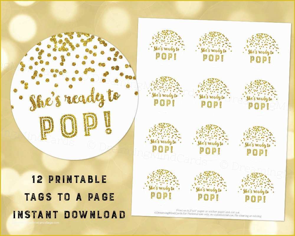 Ready to Pop Labels Template Free Of Printable She S Ready to Pop Favor