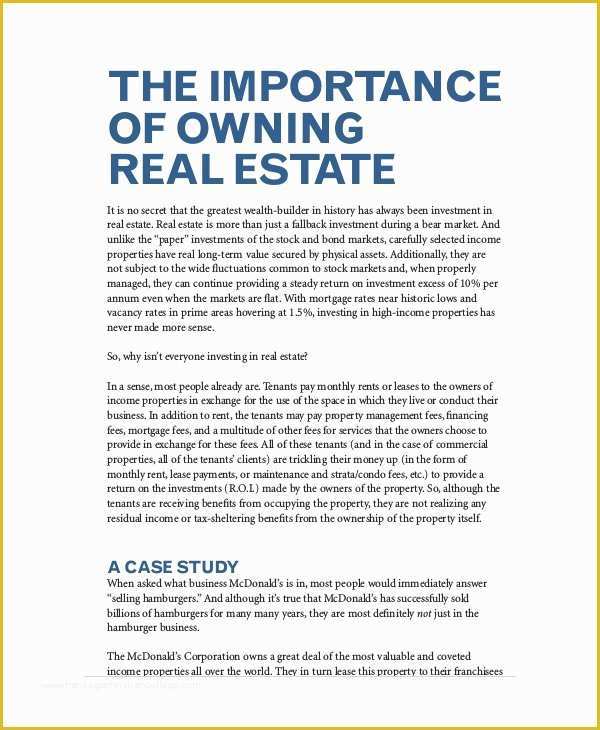 Real Estate Business Plan Template Free Download Of Real Estate Business Plan 11 Free Pdf Word Documemts