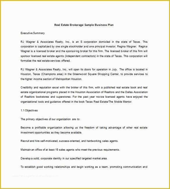 Real Estate Business Plan Template Free Download Of Real Estate Business Plan Template 16 Free Word Excel