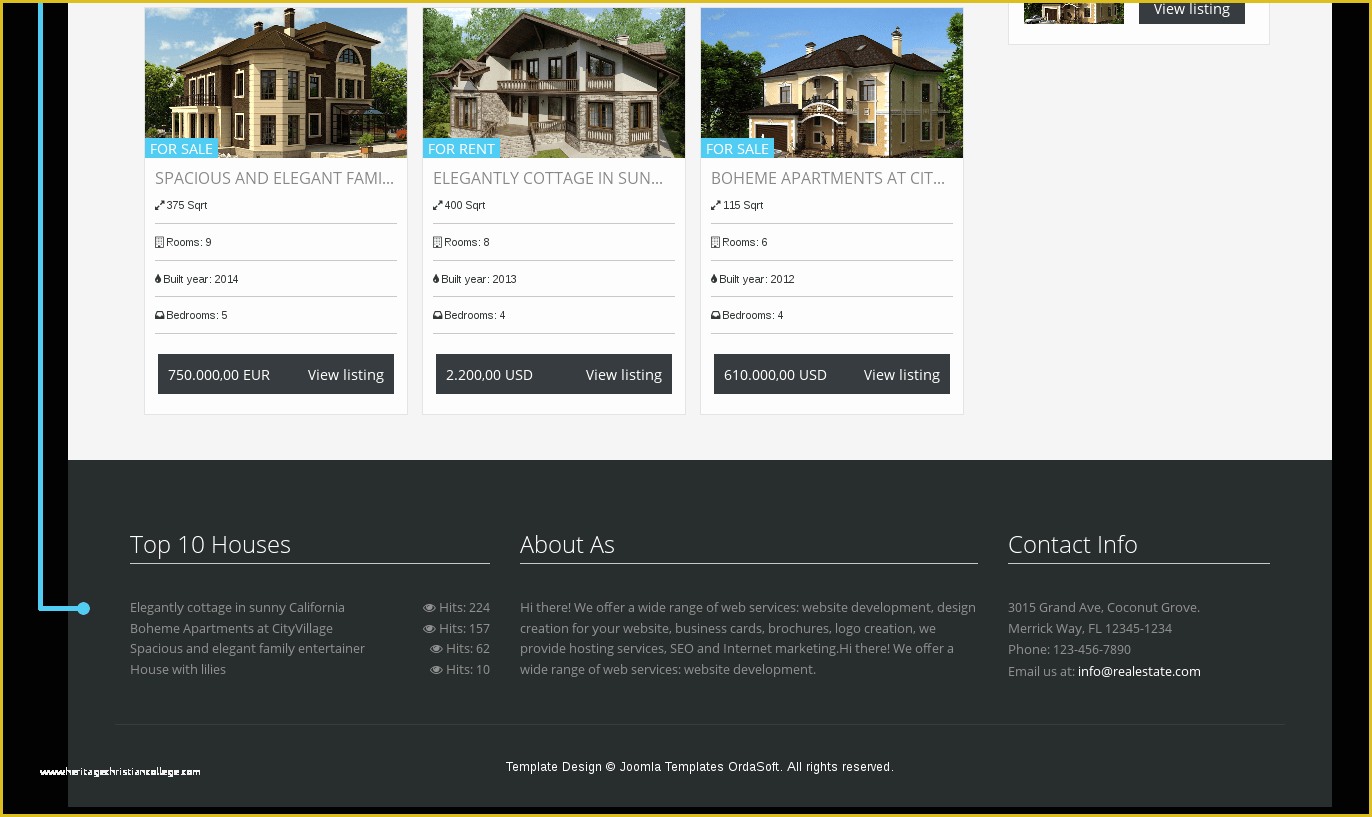 Real Estate Joomla Template Free Of orda Real Estate November Free Joomla Template Footer