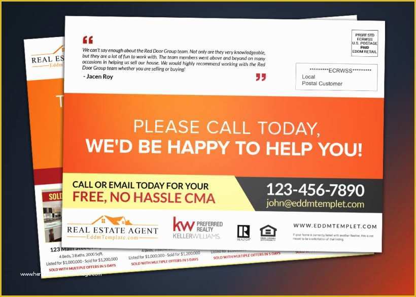 Real Estate Mailer Templates Free Download Of Kw Williams Preferred Realtor Direct Mail Eddm Postcard