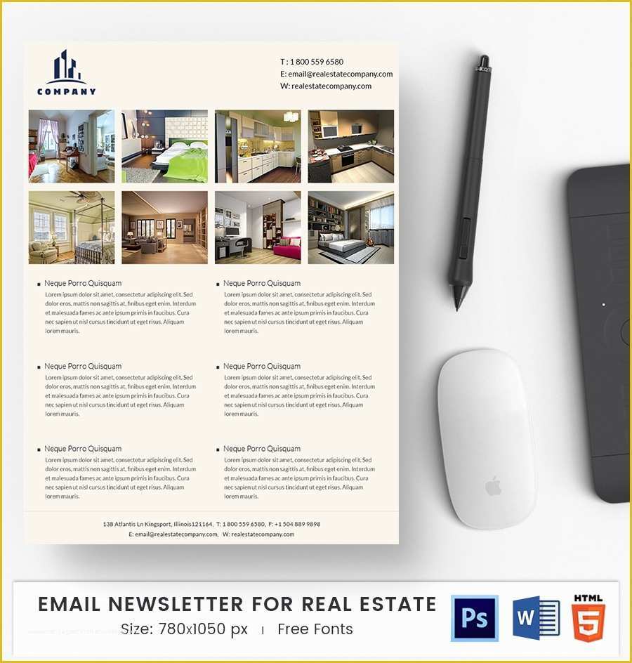 Real Estate Newsletter Templates Free Word Of 51 E Mail Newsletter Word Psd HTML format