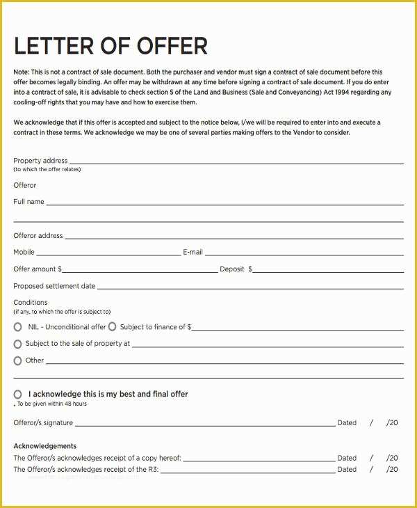Real Estate Offer Template Free Of 73 Fer Letter Templates