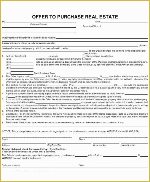 Real Estate Offer Template Free Of 8 Real Estate Fer Letter Template 9 Free Word Pdf