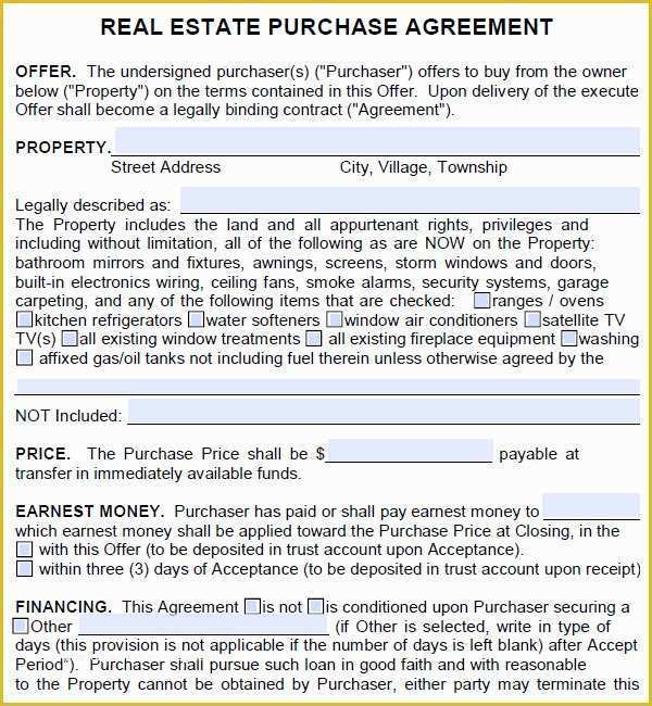 Real Estate Offer Template Free Of Real Estate Purchase Agreement 7 Free Pdf Download