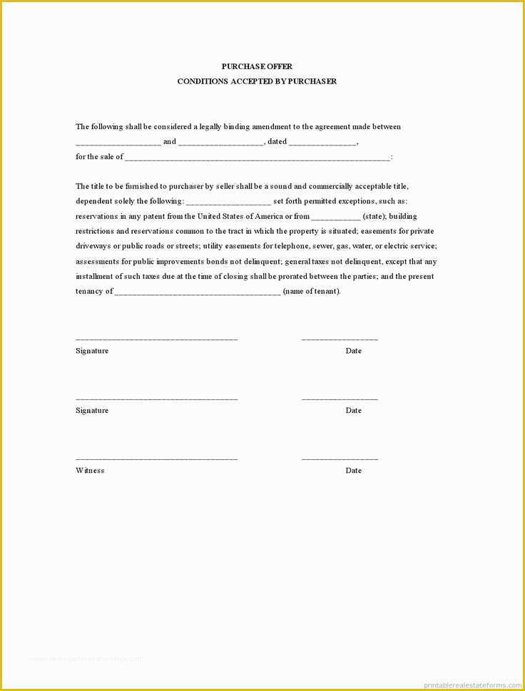 Real Estate Offer Template Free Of Sample Printable Purchase Offer Conditions Accepted by